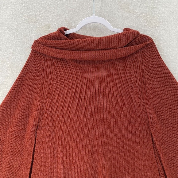 Moss Rose Poncho ONE SIZE Sweater Cover Up Cowl neck Orange - Picture 4 of 11